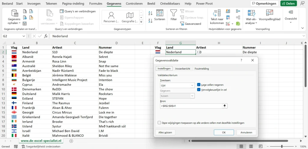 Vervolgkeuzelijst Excel-gegevensvalidatie Dynamisch zoeken naar afbeeldingen in Excel